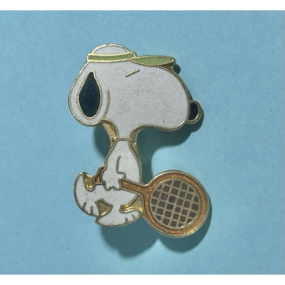 Aviva Jewelry - Vintage Aviva Snoopy Sun Tennis Player Pin Enameled Lapel Pinback